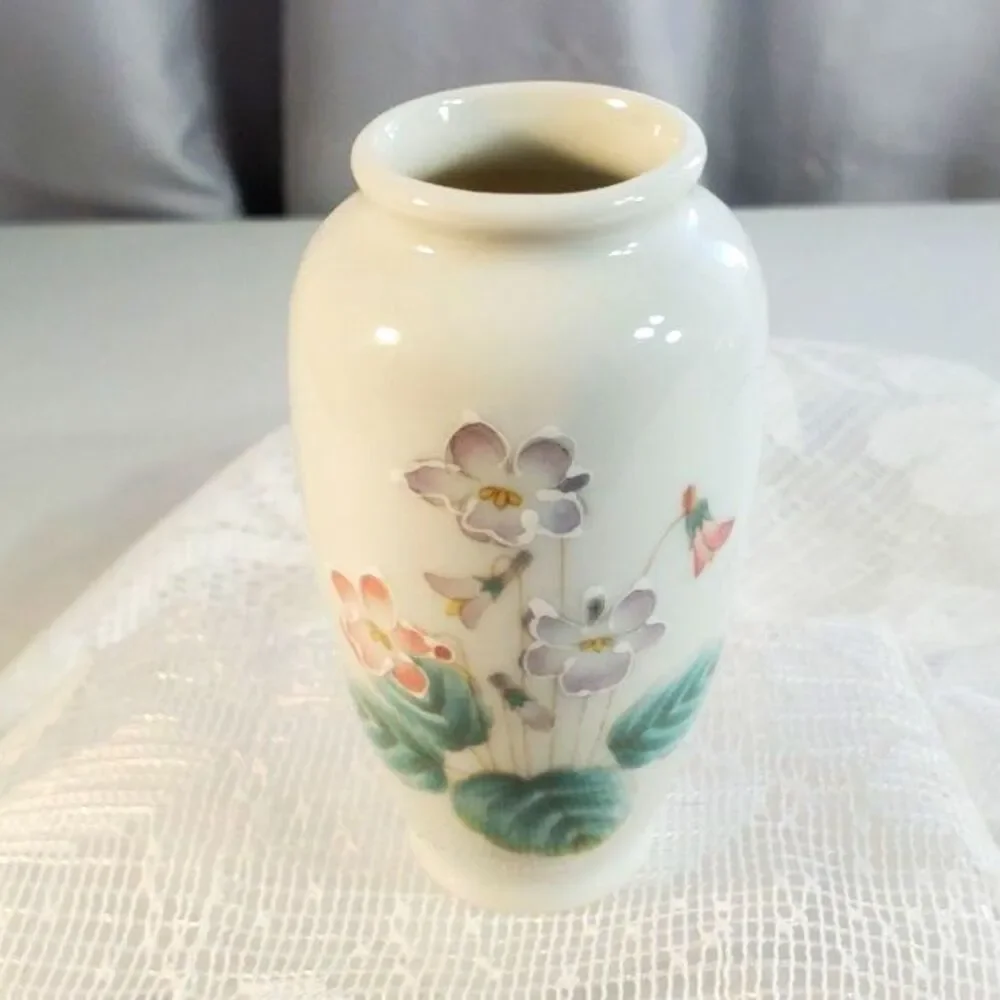 Japanese Otagiri Violet Porcelain Floral Small Bud Vase ~Vintage~ Hand Painted